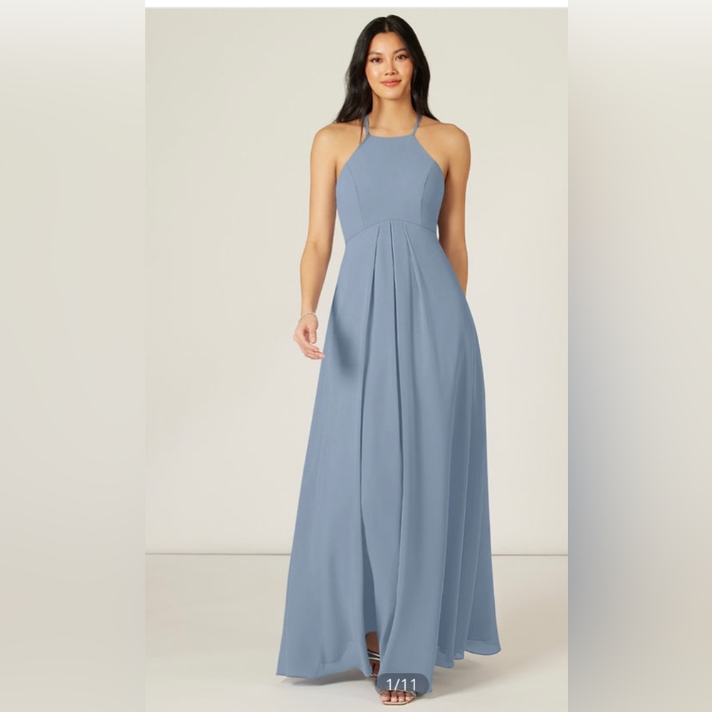 Azazie Sarah- Dusty Blue, Size 10